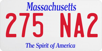 MA license plate 275NA2