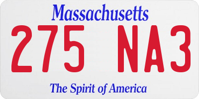 MA license plate 275NA3