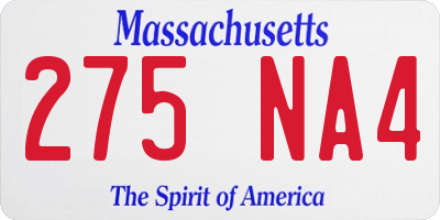 MA license plate 275NA4