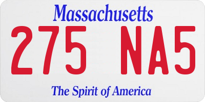 MA license plate 275NA5