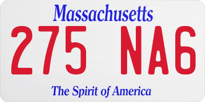 MA license plate 275NA6