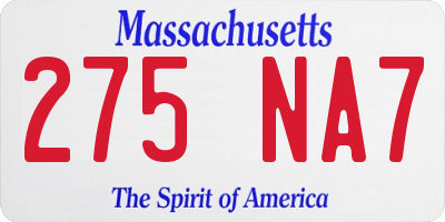 MA license plate 275NA7