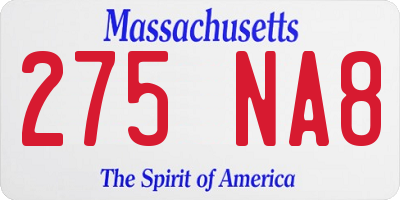 MA license plate 275NA8