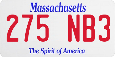 MA license plate 275NB3