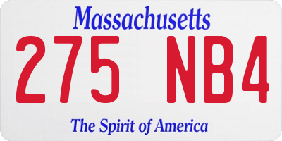 MA license plate 275NB4