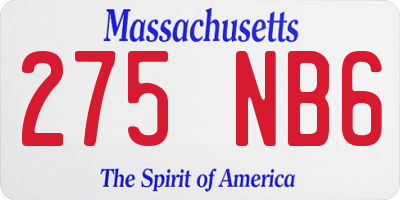 MA license plate 275NB6