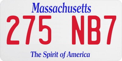 MA license plate 275NB7