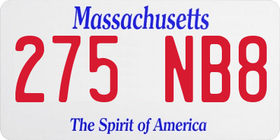 MA license plate 275NB8