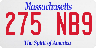 MA license plate 275NB9