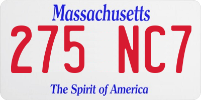 MA license plate 275NC7