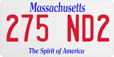 MA license plate 275ND2