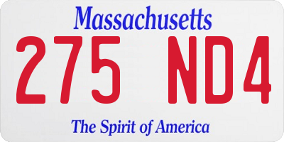 MA license plate 275ND4