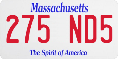 MA license plate 275ND5