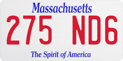 MA license plate 275ND6