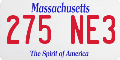 MA license plate 275NE3