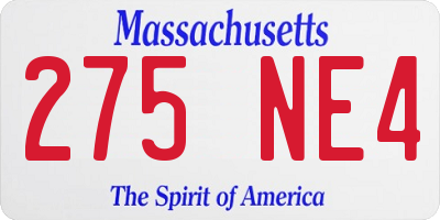 MA license plate 275NE4