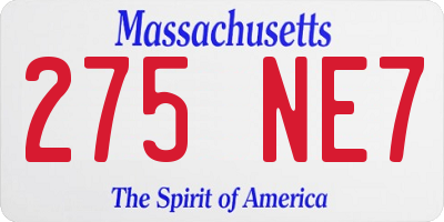 MA license plate 275NE7