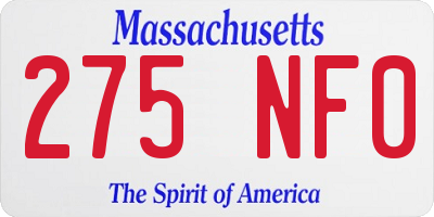 MA license plate 275NF0