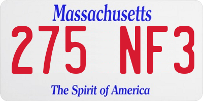 MA license plate 275NF3