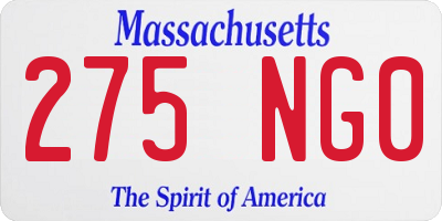 MA license plate 275NG0