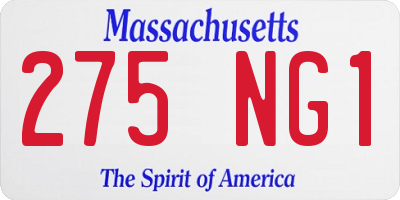 MA license plate 275NG1