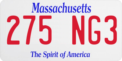 MA license plate 275NG3