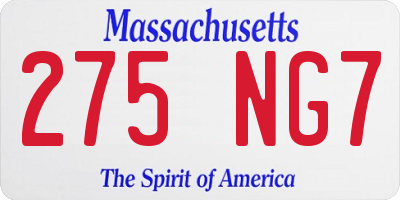 MA license plate 275NG7