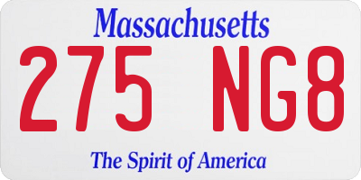 MA license plate 275NG8