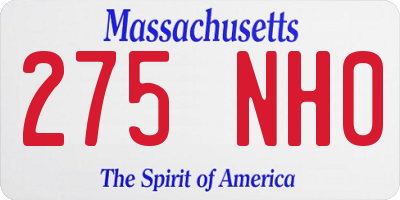 MA license plate 275NH0