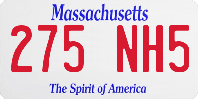 MA license plate 275NH5