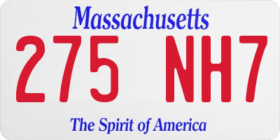 MA license plate 275NH7