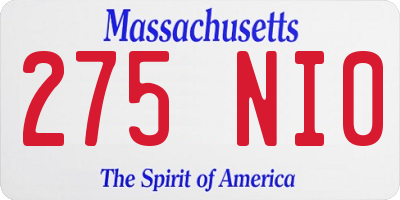 MA license plate 275NI0