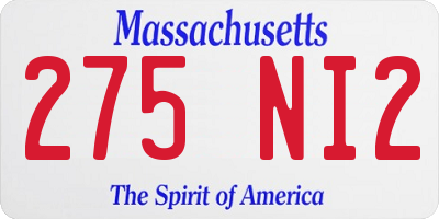 MA license plate 275NI2