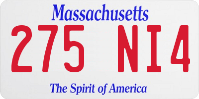 MA license plate 275NI4