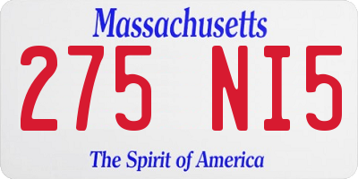 MA license plate 275NI5