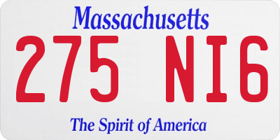 MA license plate 275NI6