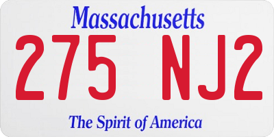 MA license plate 275NJ2