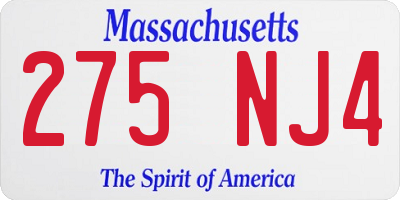 MA license plate 275NJ4