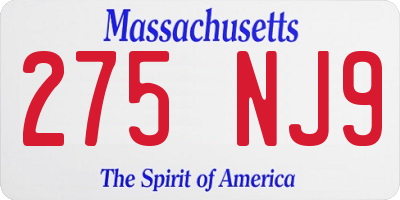 MA license plate 275NJ9