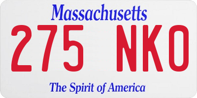 MA license plate 275NK0