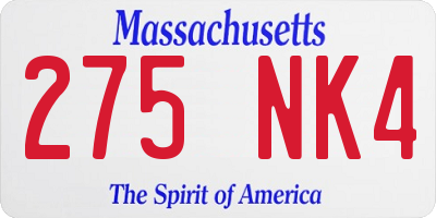 MA license plate 275NK4