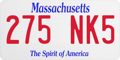 MA license plate 275NK5