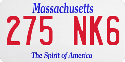 MA license plate 275NK6