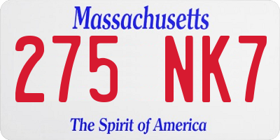 MA license plate 275NK7