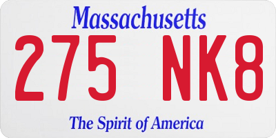 MA license plate 275NK8