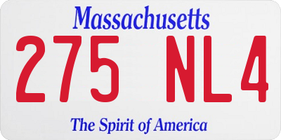 MA license plate 275NL4