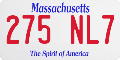 MA license plate 275NL7