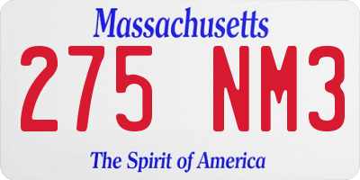 MA license plate 275NM3