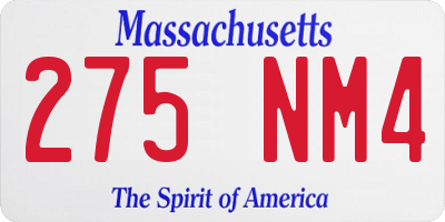 MA license plate 275NM4