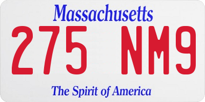 MA license plate 275NM9